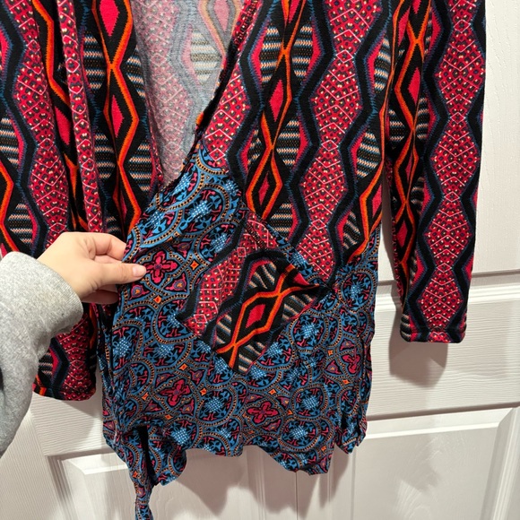 FIGUEROA&FLOWER Women’s Multicolor Tribal Geometric Cardigan w/ Pockets - size S - Picture 3 of 5